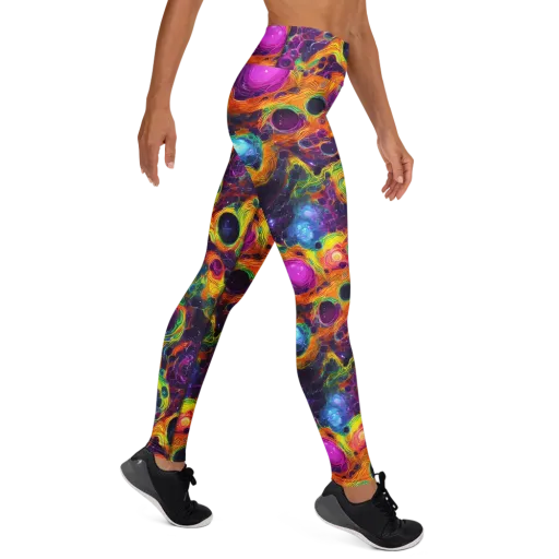 Luminous Orbits on a Yoga Leggings