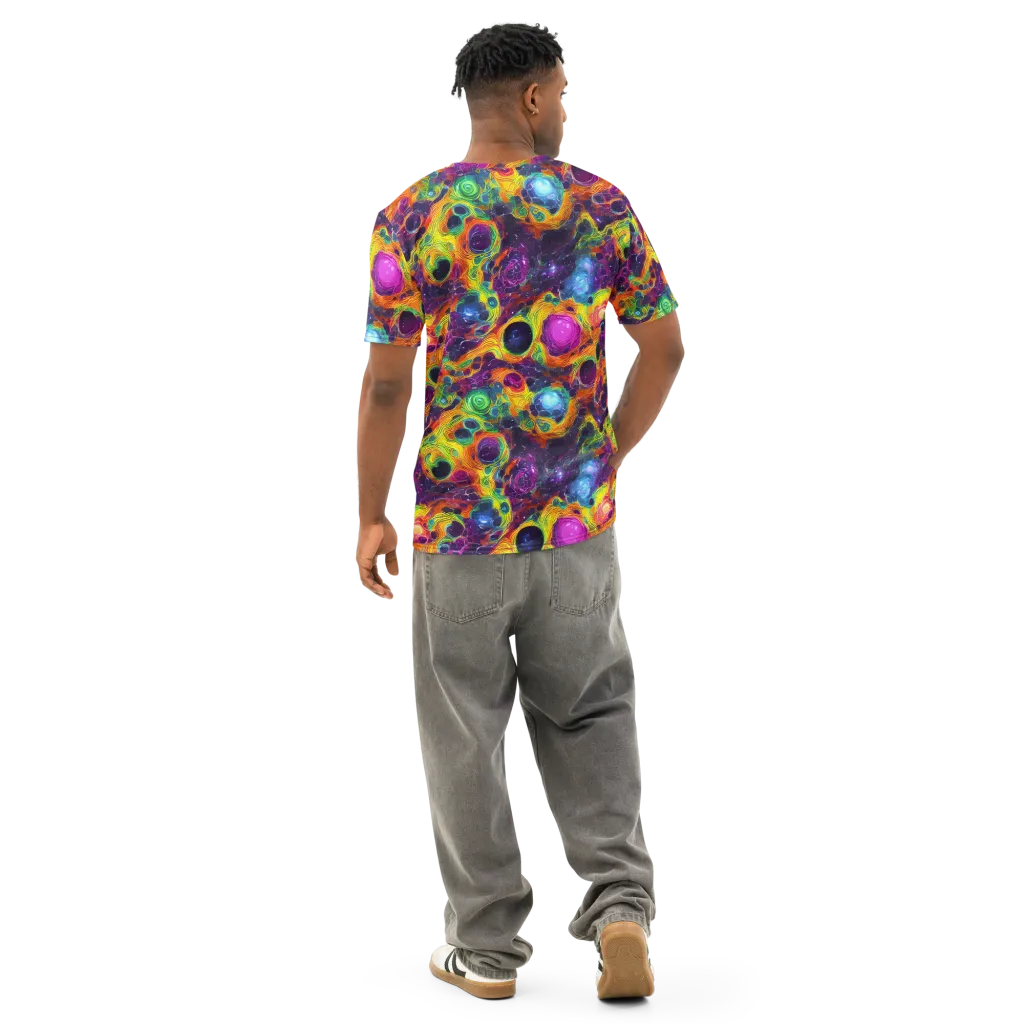 Luminous Orbits on Men's Cotton Crew Neck T-Shirt — Back