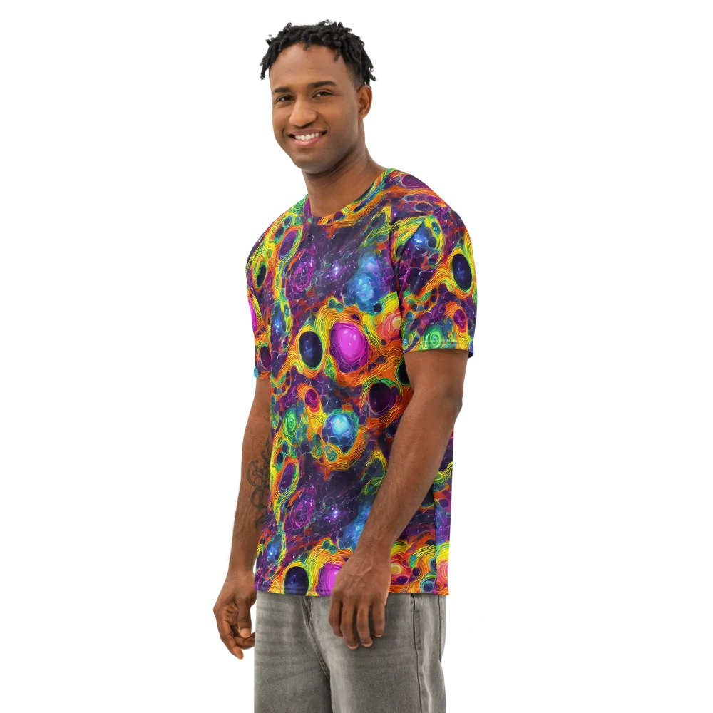 Luminous Orbits on Men's Cotton Crew Neck T-Shirt — Left Front