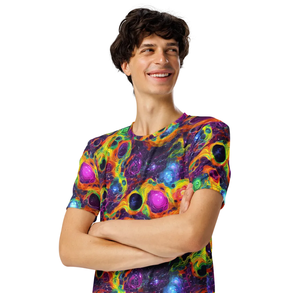Luminous Orbits on Men's Crew Neck T-Shirt — Left Front