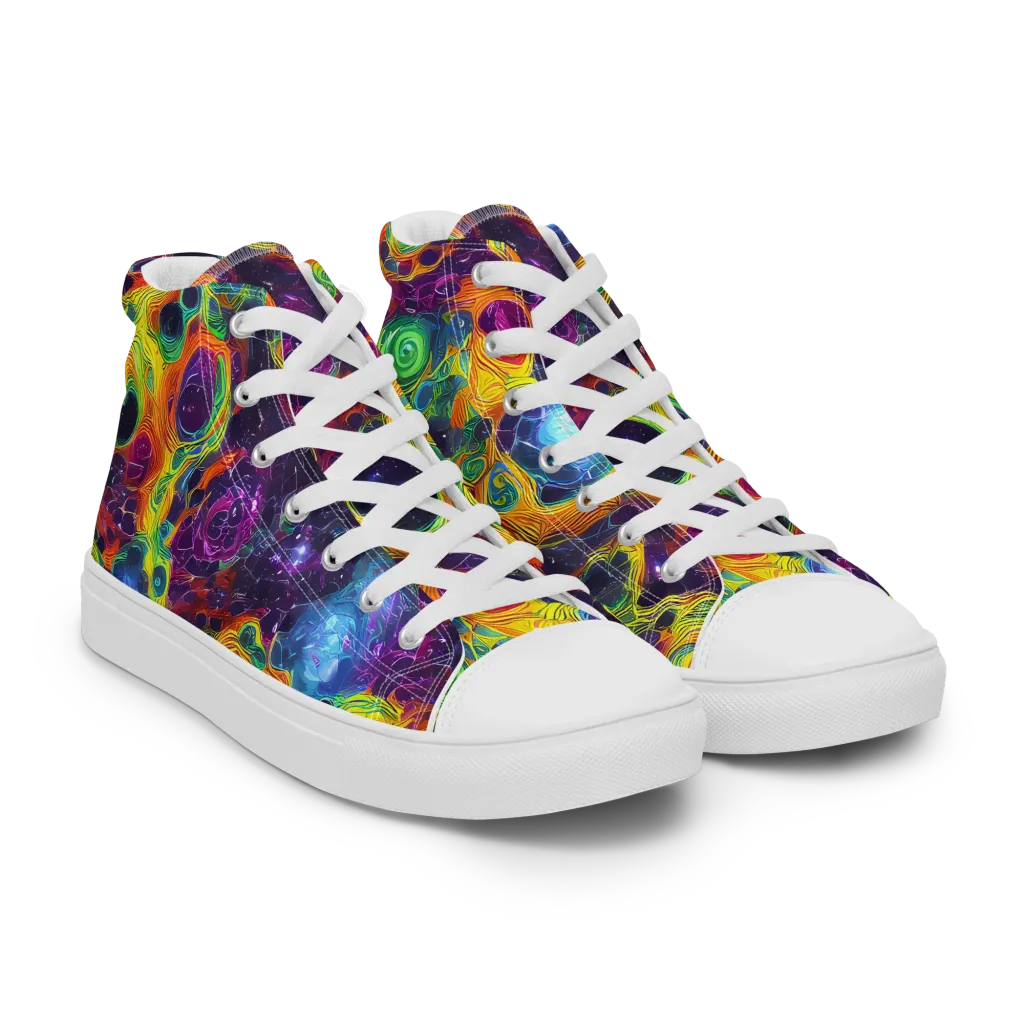 Luminous Orbits on Men's High Top Canvas Shoes — Right Front