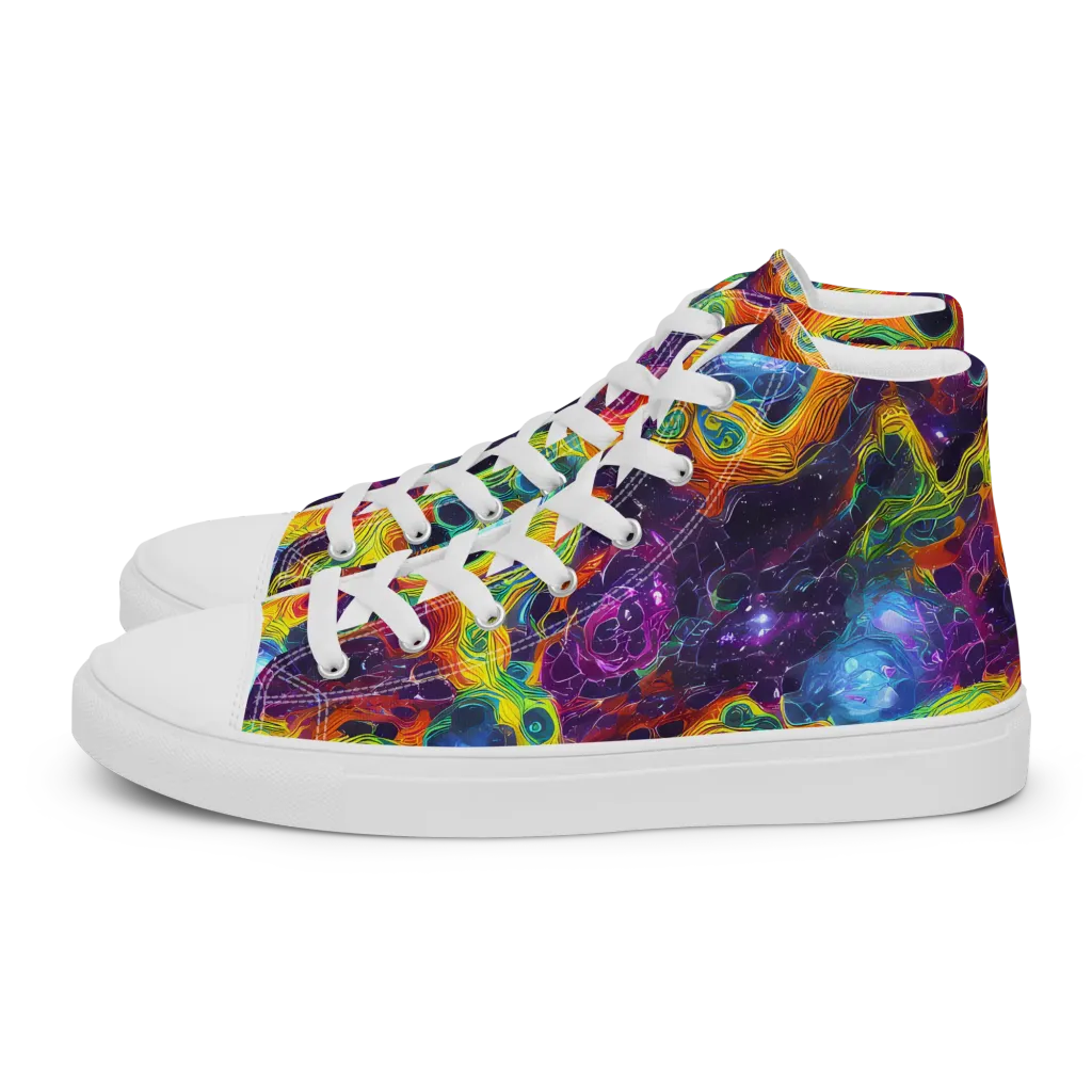 Luminous Orbits on Men's High Top Canvas Shoes — Left