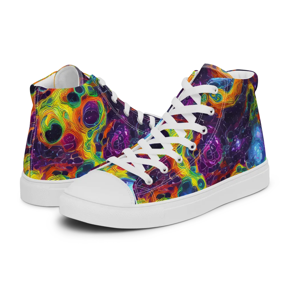 Luminous Orbits on Men's High Top Canvas Shoes — Left