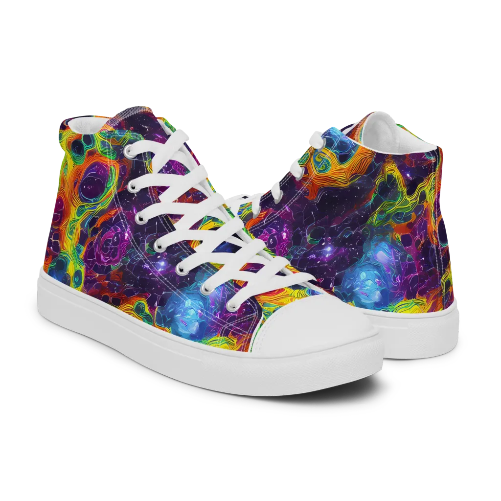 Luminous Orbits on Men's High Top Canvas Shoes — Right