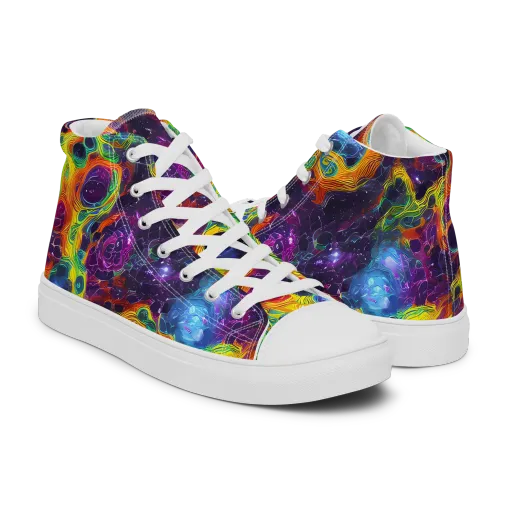 Luminous Orbits on a Men's High Top Canvas Shoes