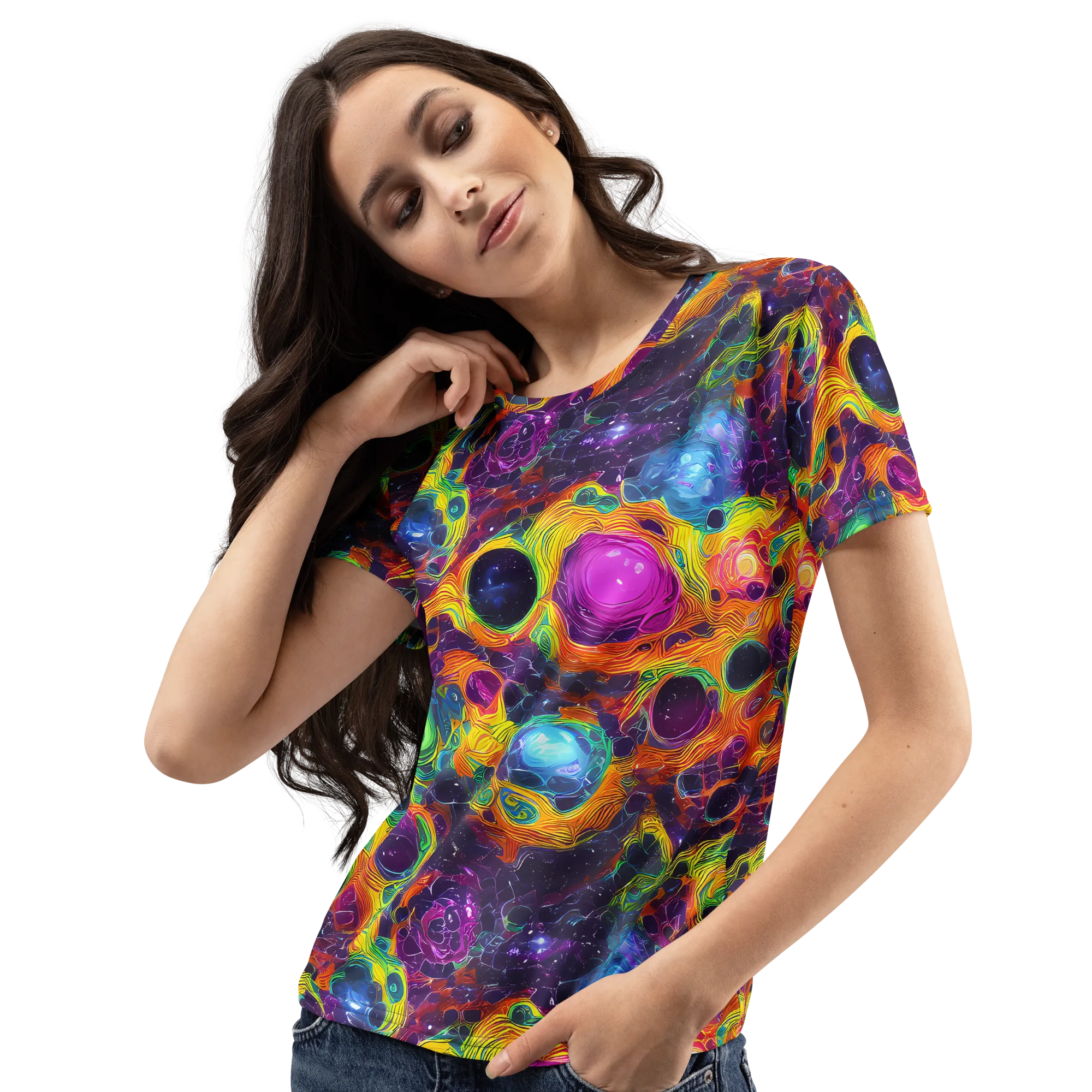 Luminous Orbits on Women's Crew Neck T-Shirt — Left Front