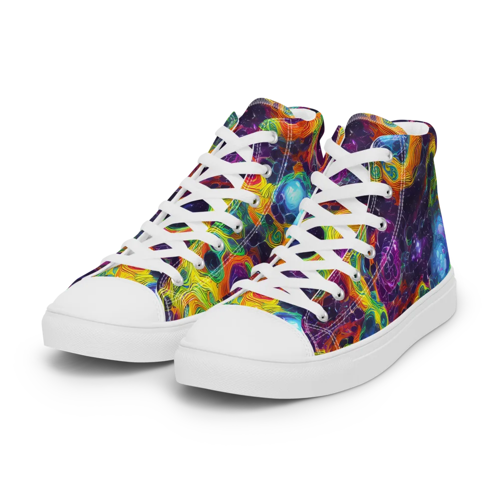 Luminous Orbits on Women's High Top Canvas Shoes — Left Front