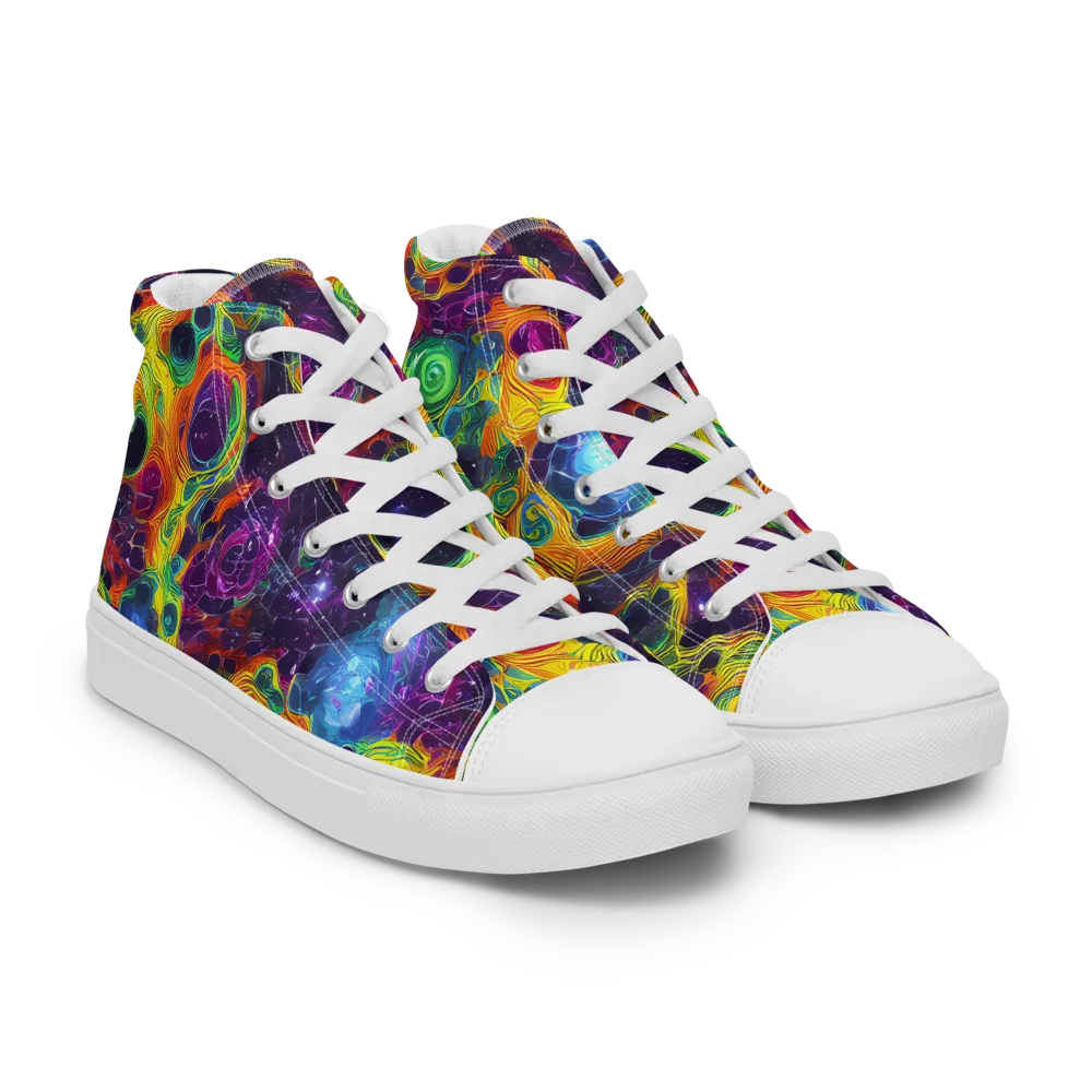 Luminous Orbits on Women's High Top Canvas Shoes — Right Front