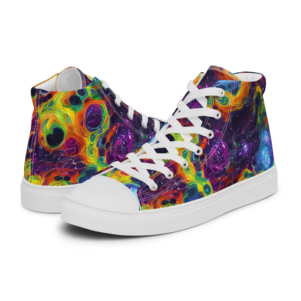 Luminous Orbits on Women's High Top Canvas Shoes — Left