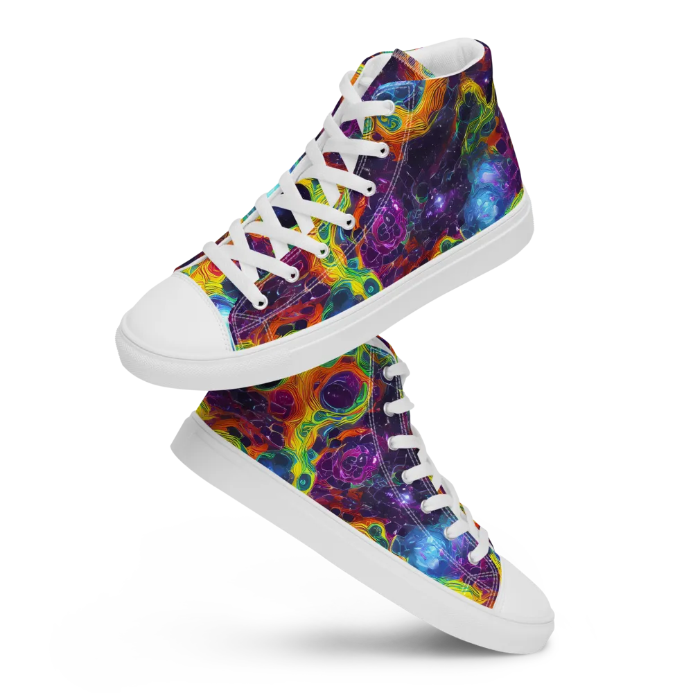 Luminous Orbits on Women's High Top Canvas Shoes — Front