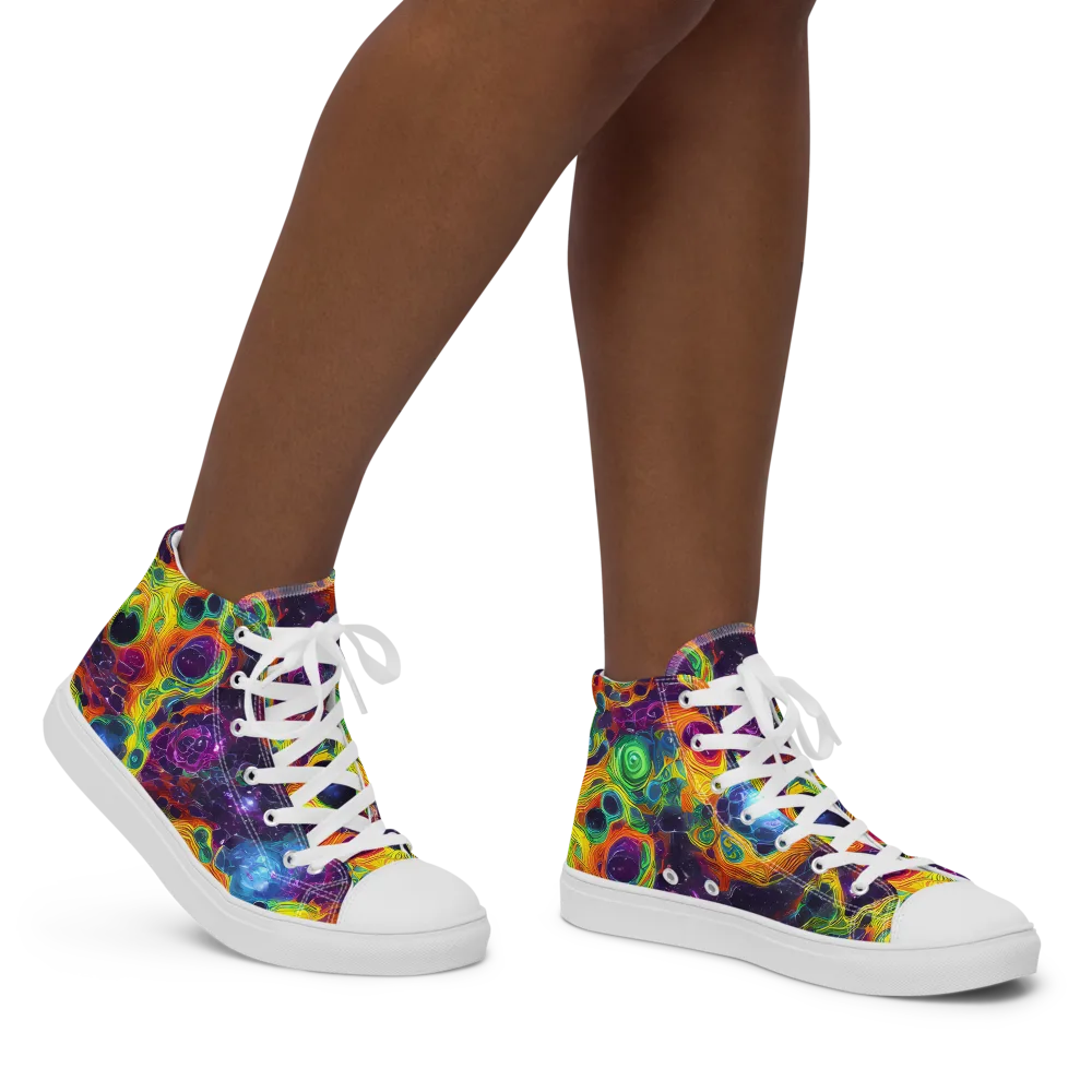 Luminous Orbits on Women's High Top Canvas Shoes — Right