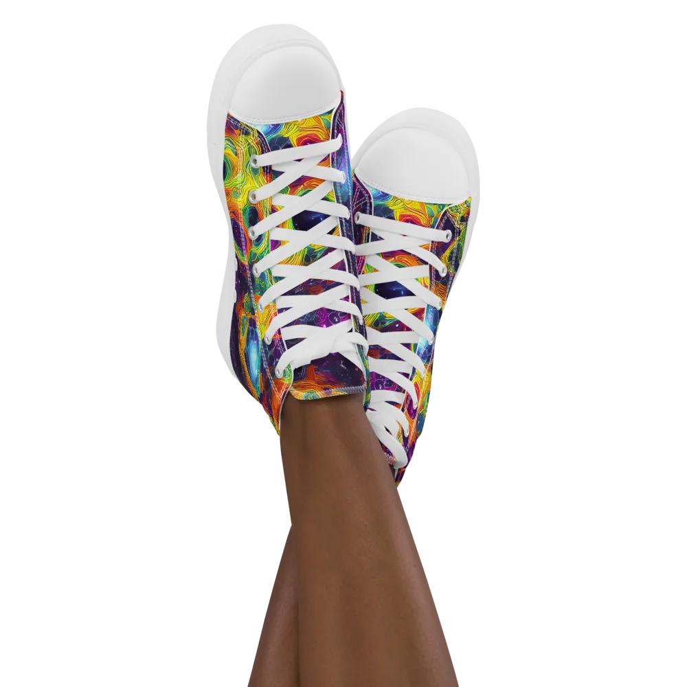 Luminous Orbits on Women's High Top Canvas Shoes — Front