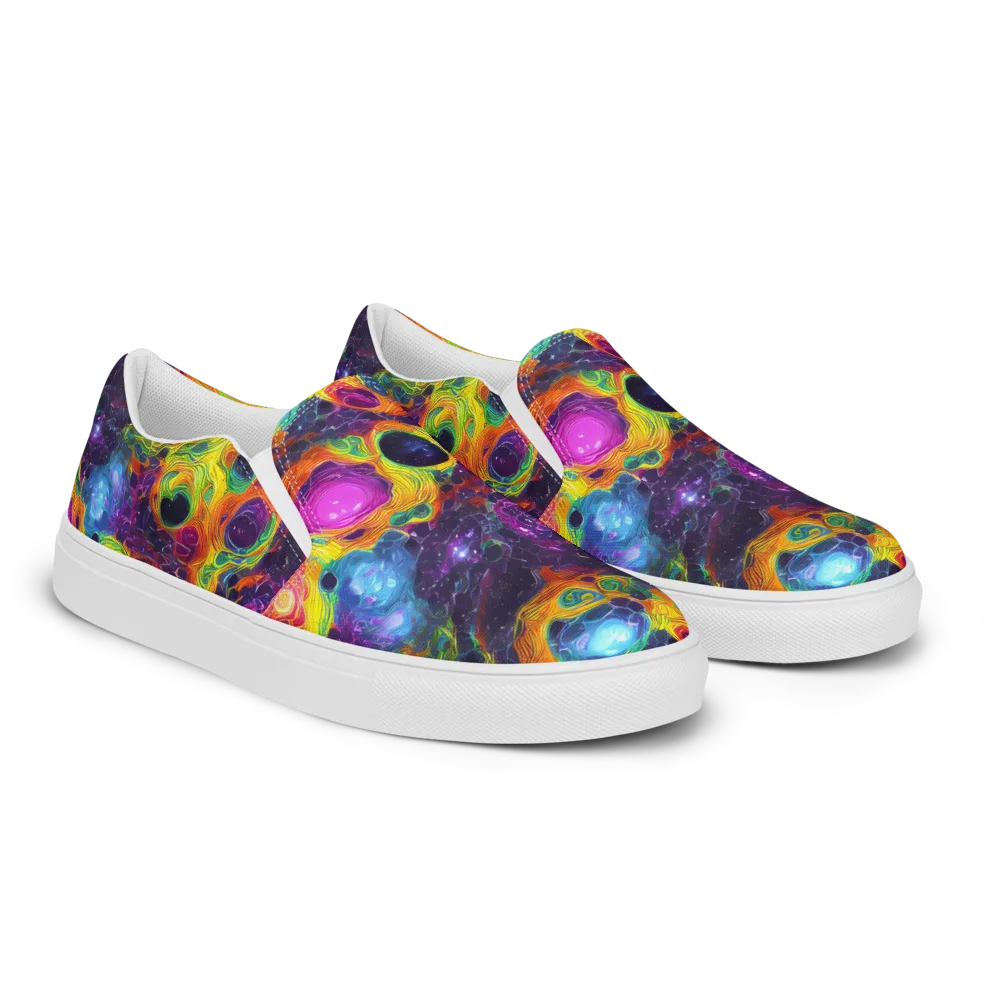 Luminous Orbits on Men's Slip-On Canvas Shoes — Right Front