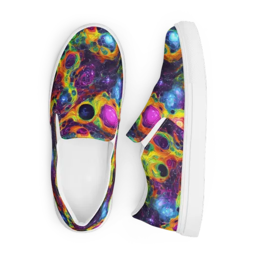 Luminous Orbits on a Men's Slip-On Canvas Shoes