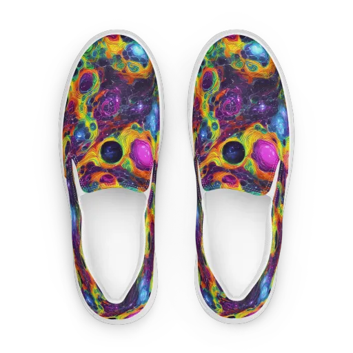 Luminous Orbits on a Women's Slip-On Canvas Shoes