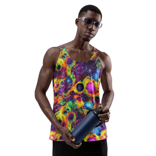 Luminous Orbits on a Men's Tank Top