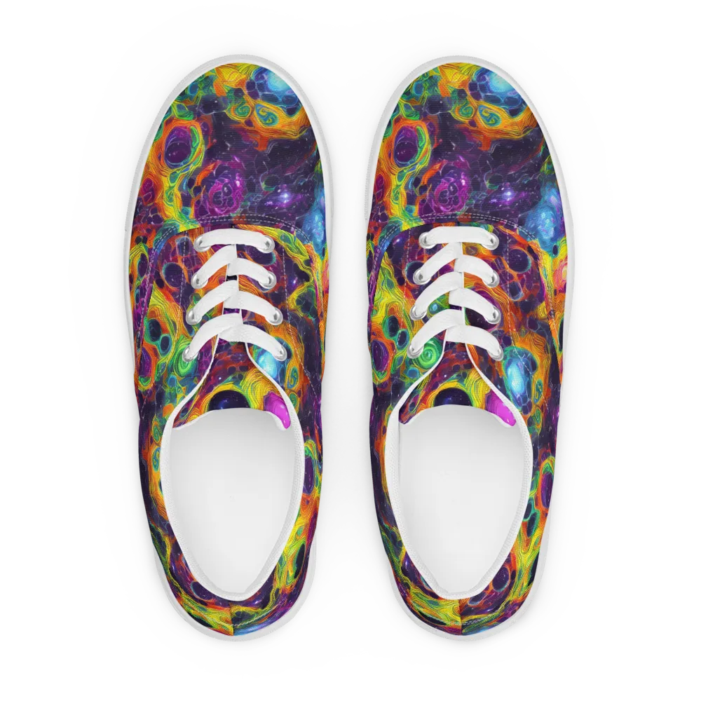 Luminous Orbits on Men's Lace-Up Canvas Shoes — Front