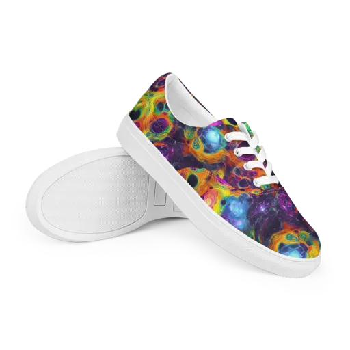 Luminous Orbits on a Men's Lace-Up Canvas Shoes