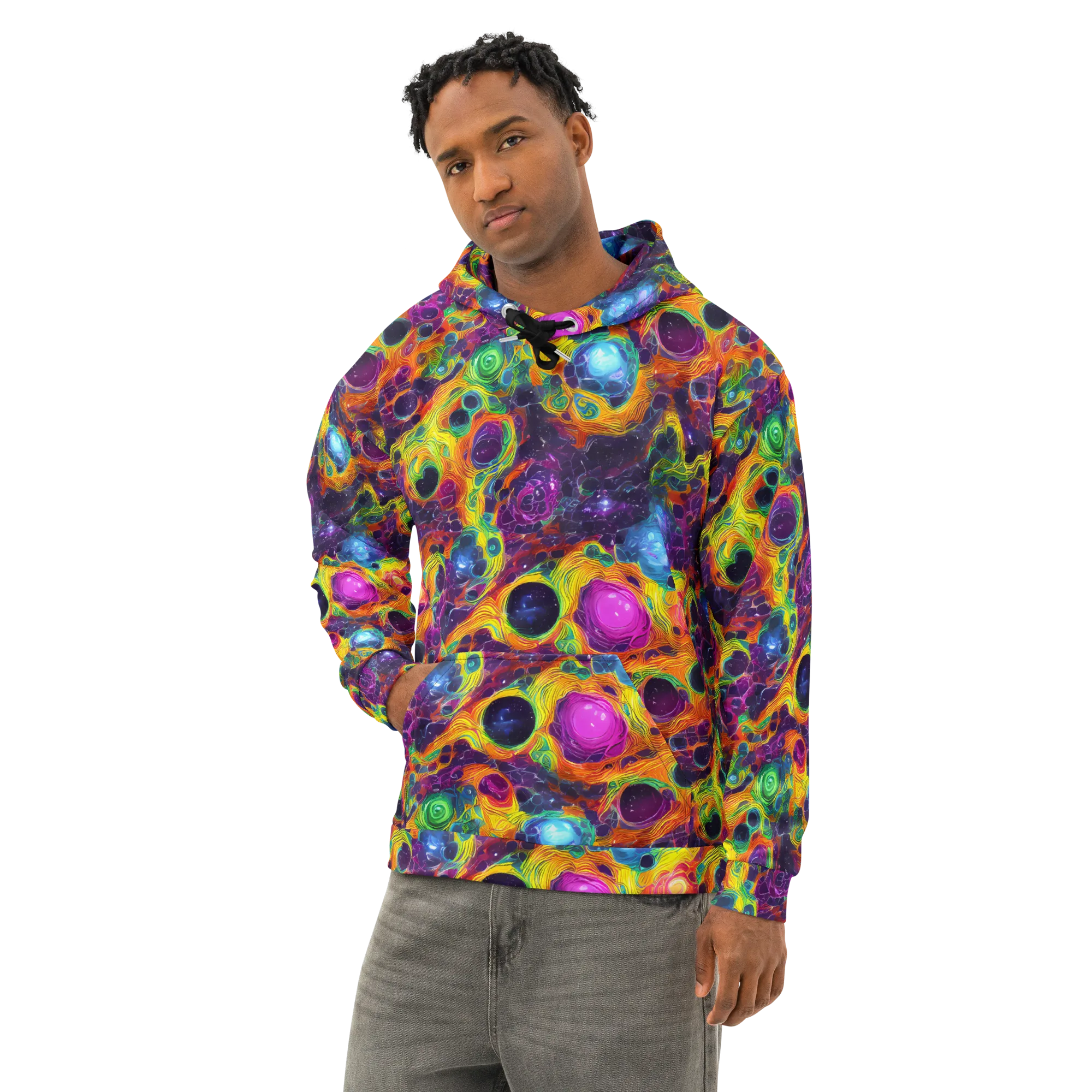 Luminous Orbits on Cotton Hoodie — Left Front