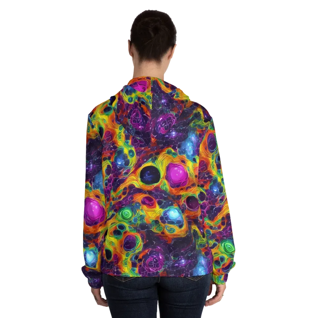 Luminous Orbits on Women's Full-Zip Hoodie — Back On Person