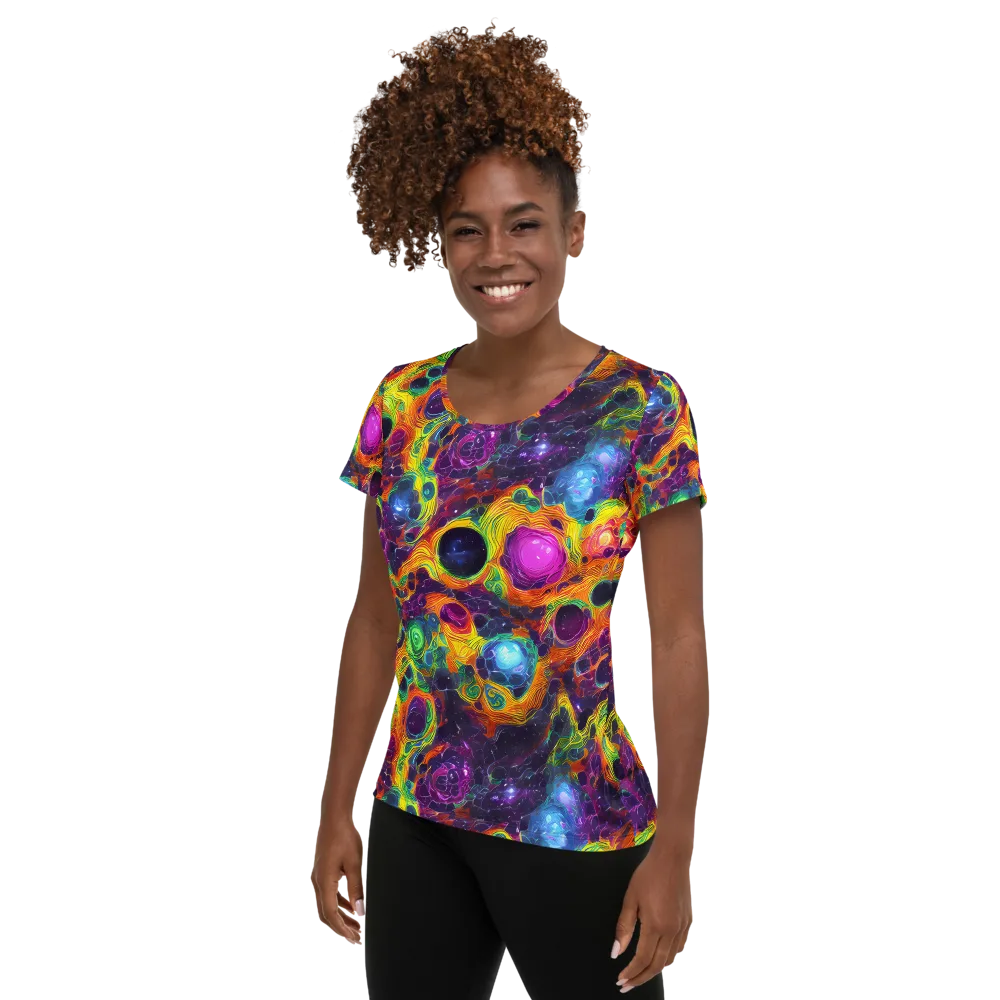 Luminous Orbits on Women's Athletic T-Shirt — Left