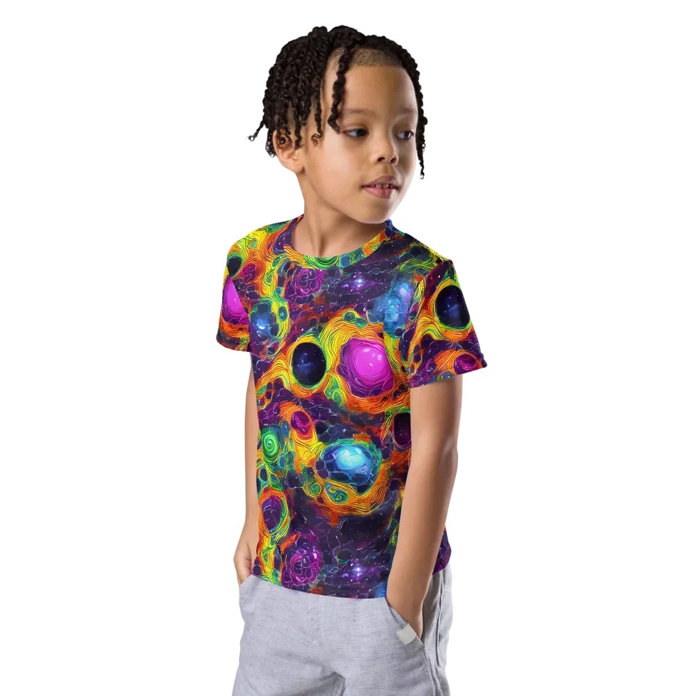 Luminous Orbits on Kids Crew Neck T-Shirt — Left Front
