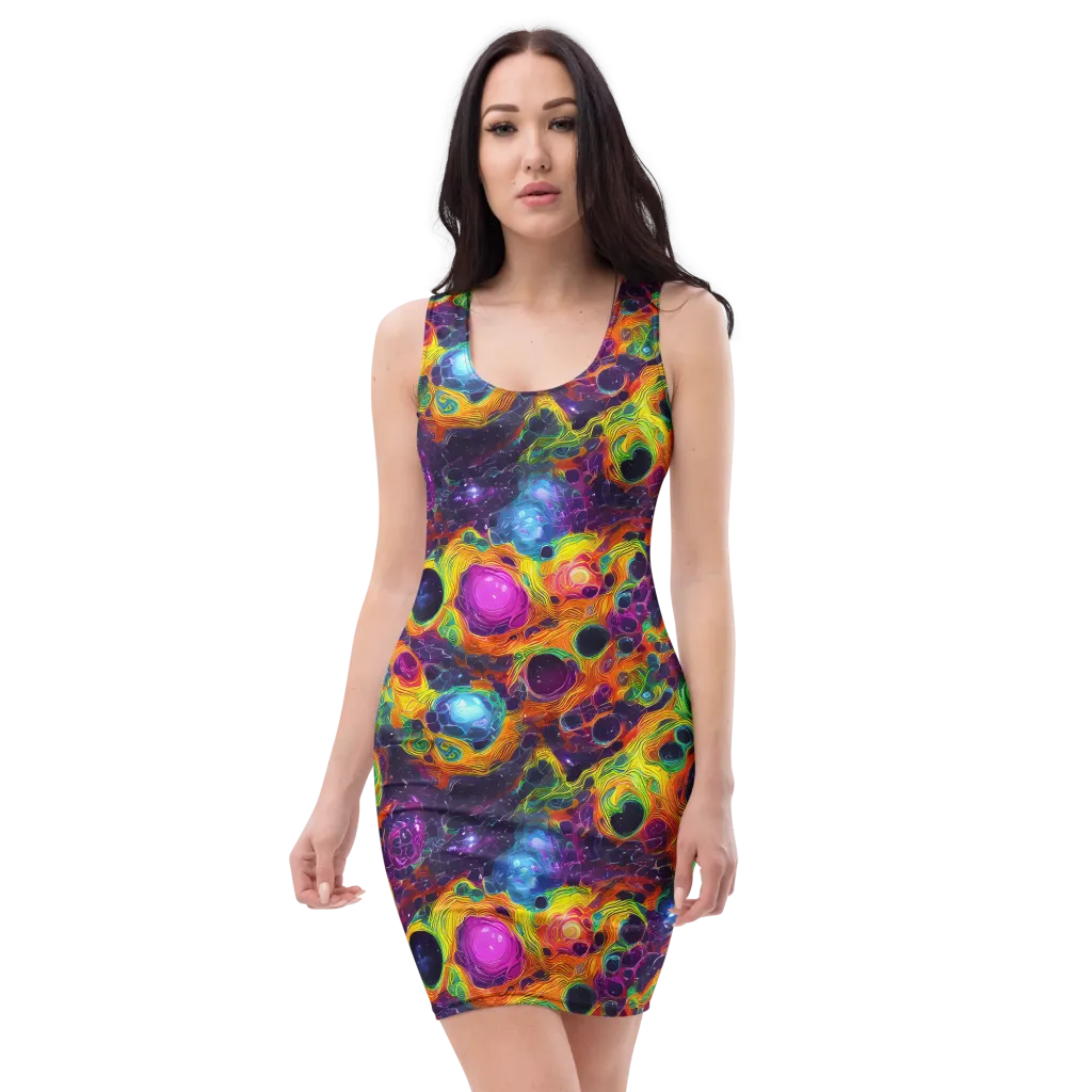 Luminous Orbits on Bodycon Dress — Front