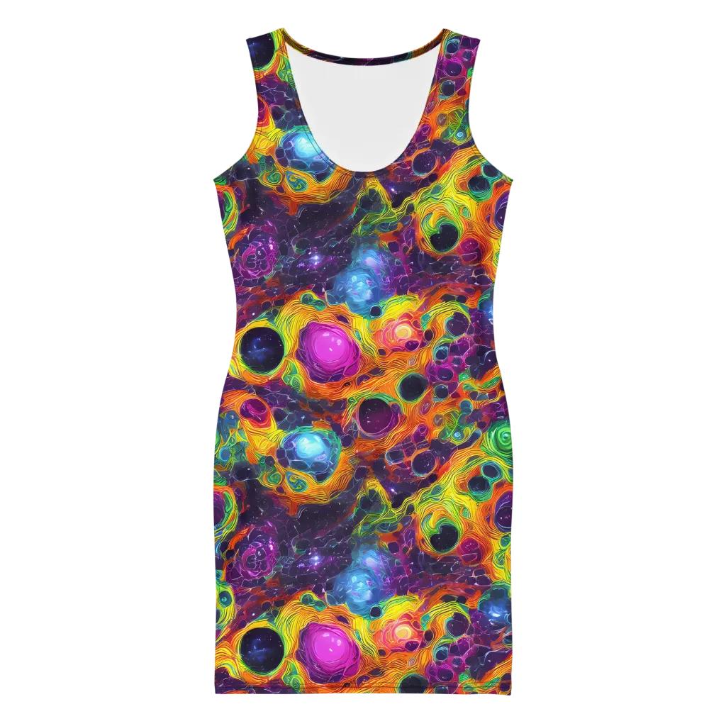 Luminous Orbits on Bodycon Dress — Front