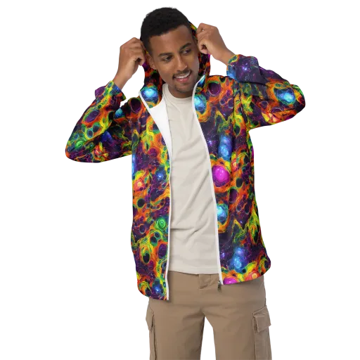 Luminous Orbits on a Men's Windbreaker