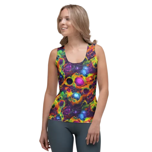 Luminous Orbits on a Women's Tank Top
