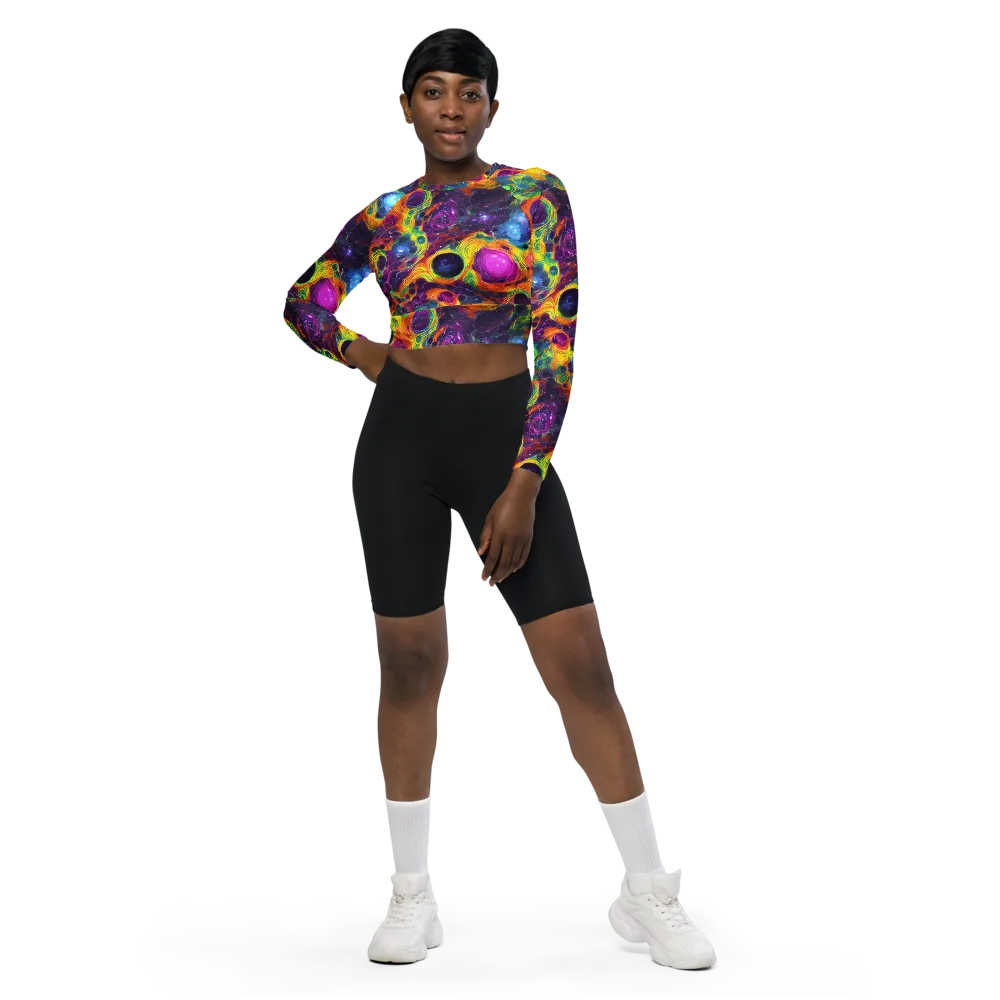 Luminous Orbits on Long Sleeve Crop Top — Front
