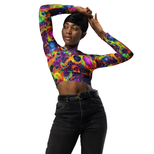 Luminous Orbits on a Long Sleeve Crop Top