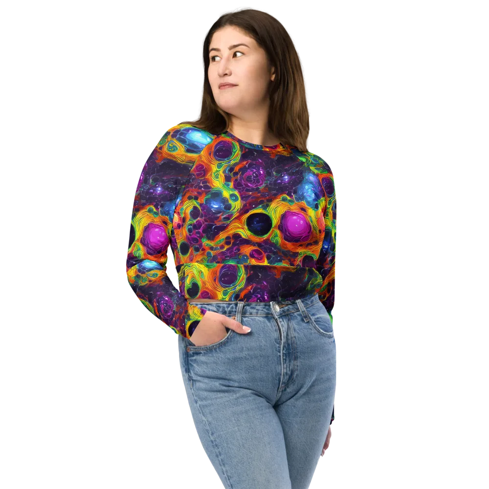 Luminous Orbits on Long Sleeve Crop Top — Front