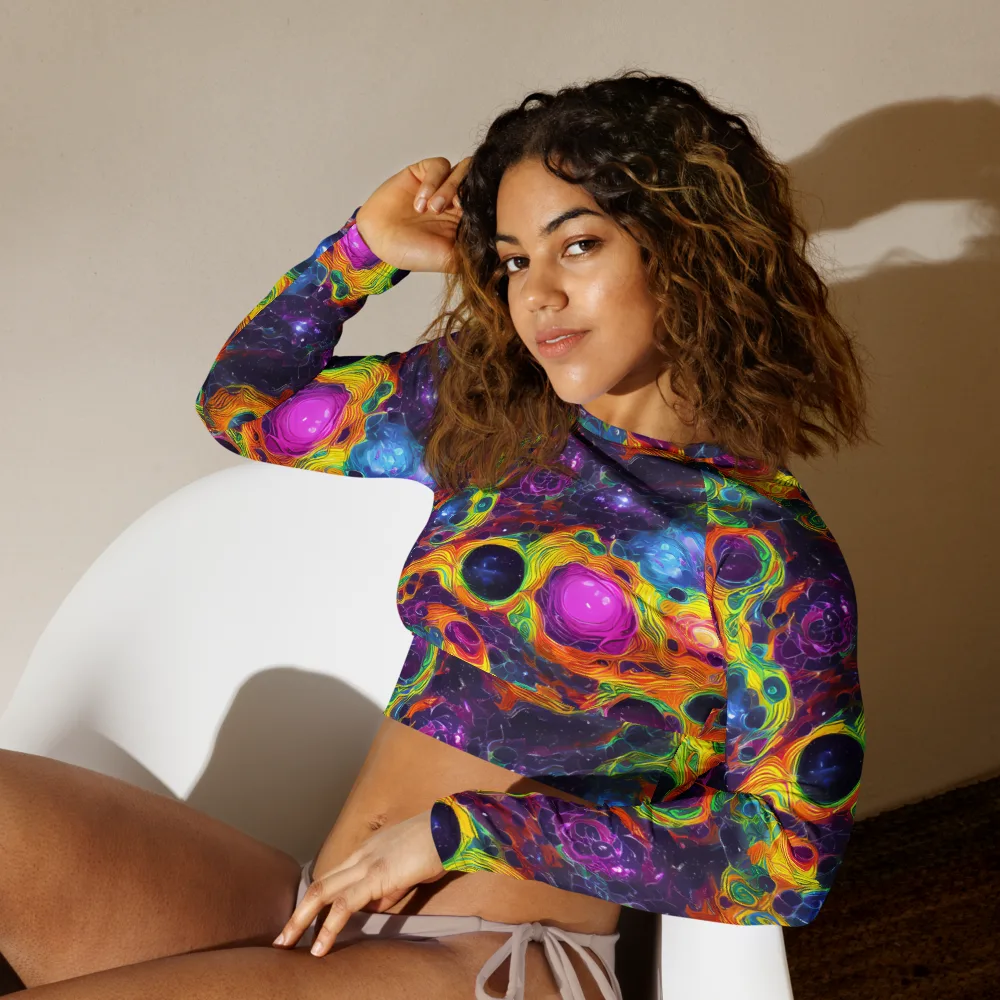 Luminous Orbits on Long Sleeve Crop Top — Left Front