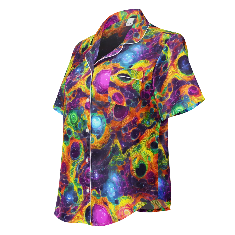 Luminous Orbits on Women's Short Sleeve Pajama Top — Left Front