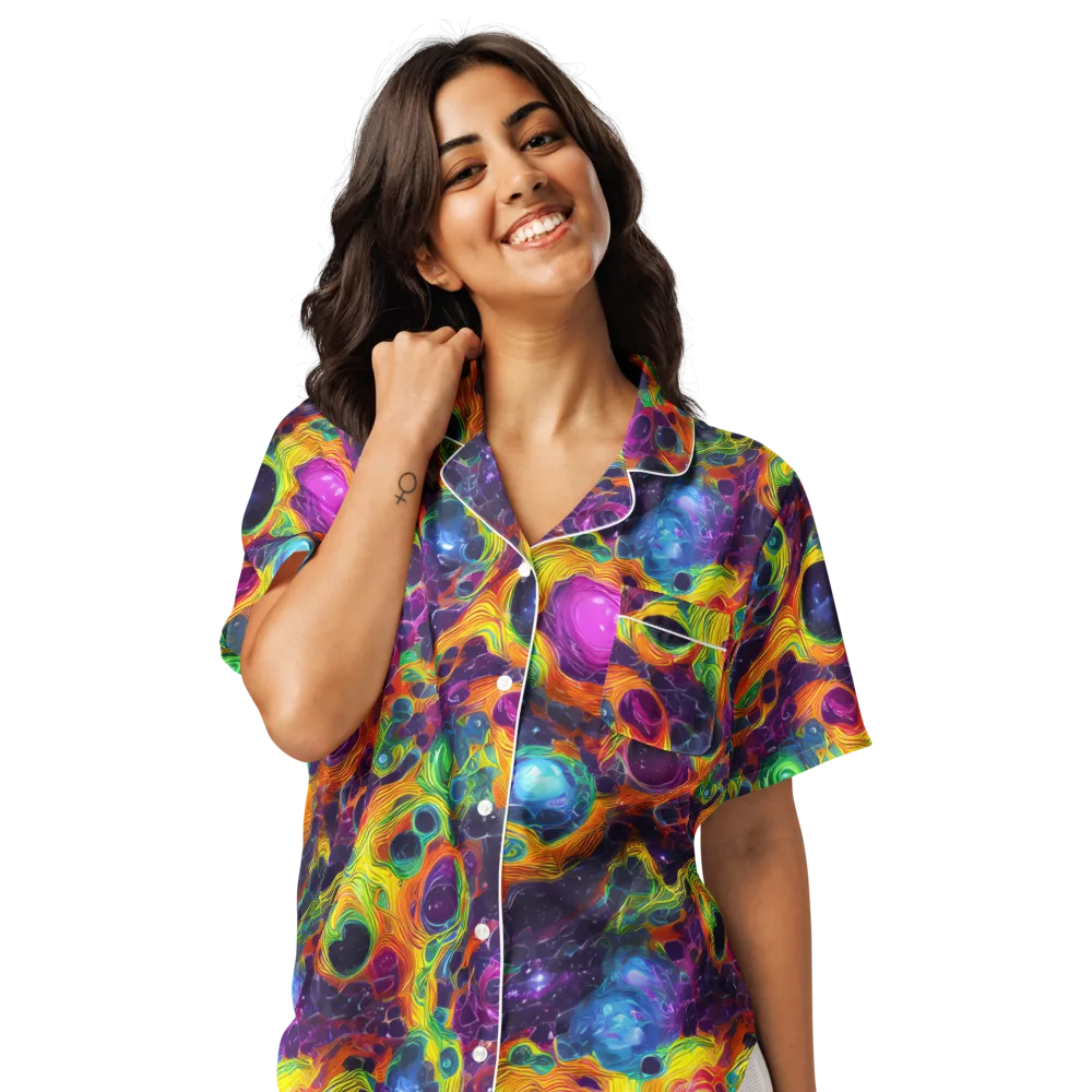 Luminous Orbits on Women's Short Sleeve Pajama Top — Front