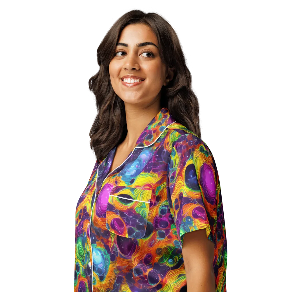 Luminous Orbits on Women's Short Sleeve Pajama Top — Left Front