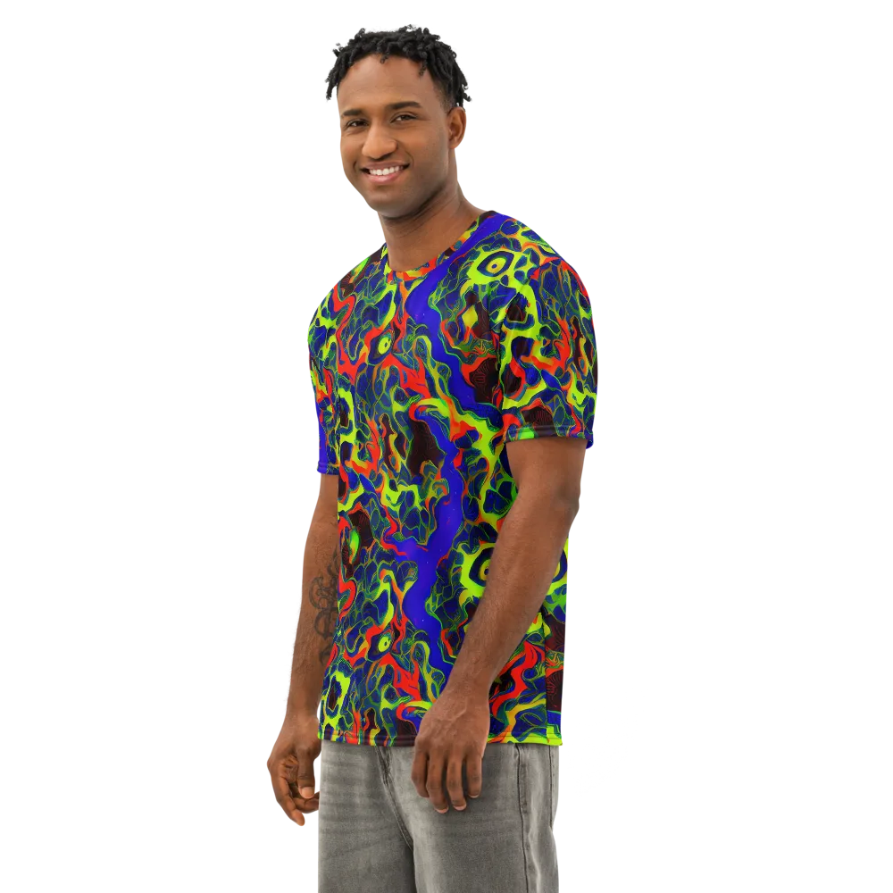 Lucid Static on Men's Cotton Crew Neck T-Shirt — Left Front