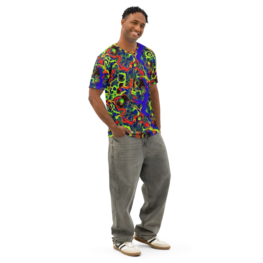 Lucid Static on Men's Cotton Crew Neck T-Shirt — Right Front