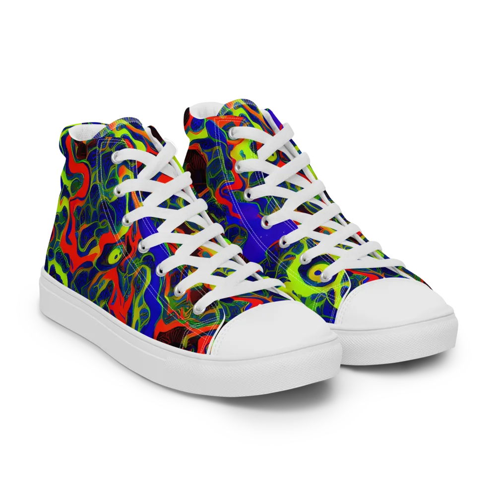 Lucid Static on Men's High Top Canvas Shoes — Right Front