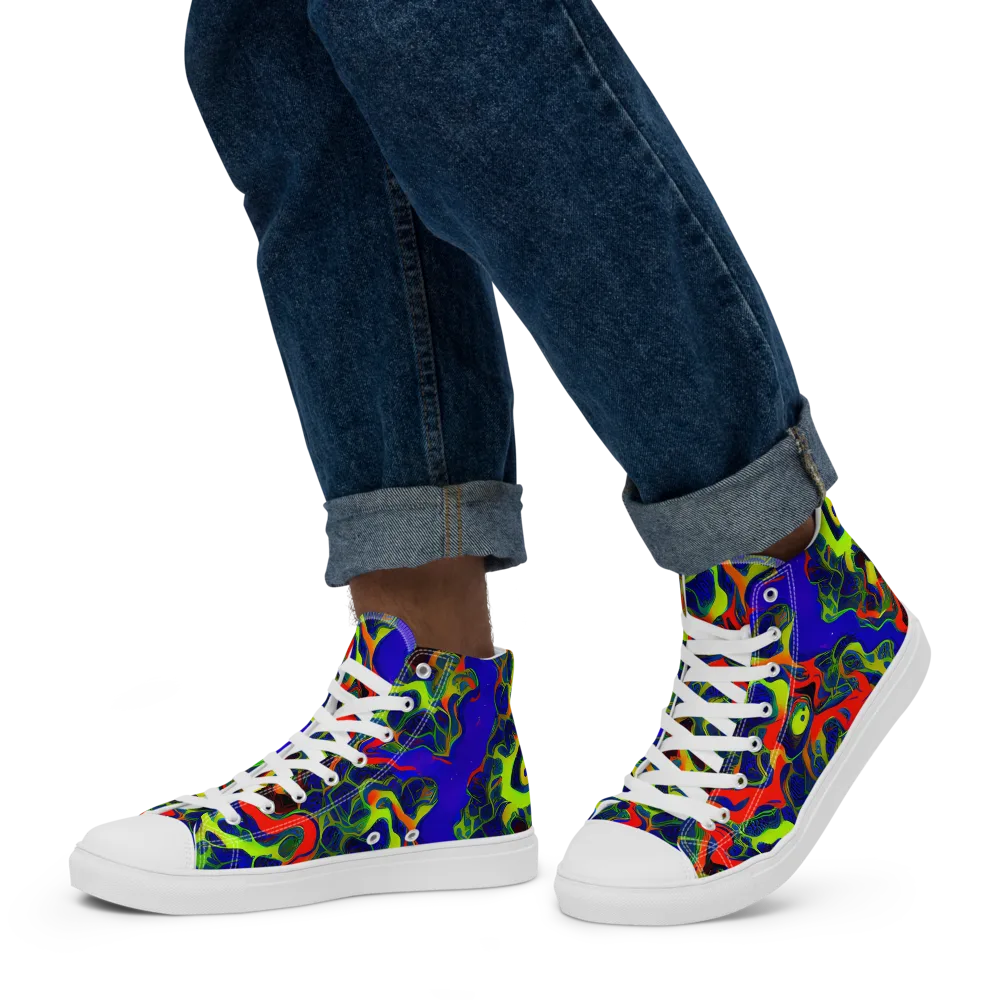 Lucid Static on Men's High Top Canvas Shoes — Left
