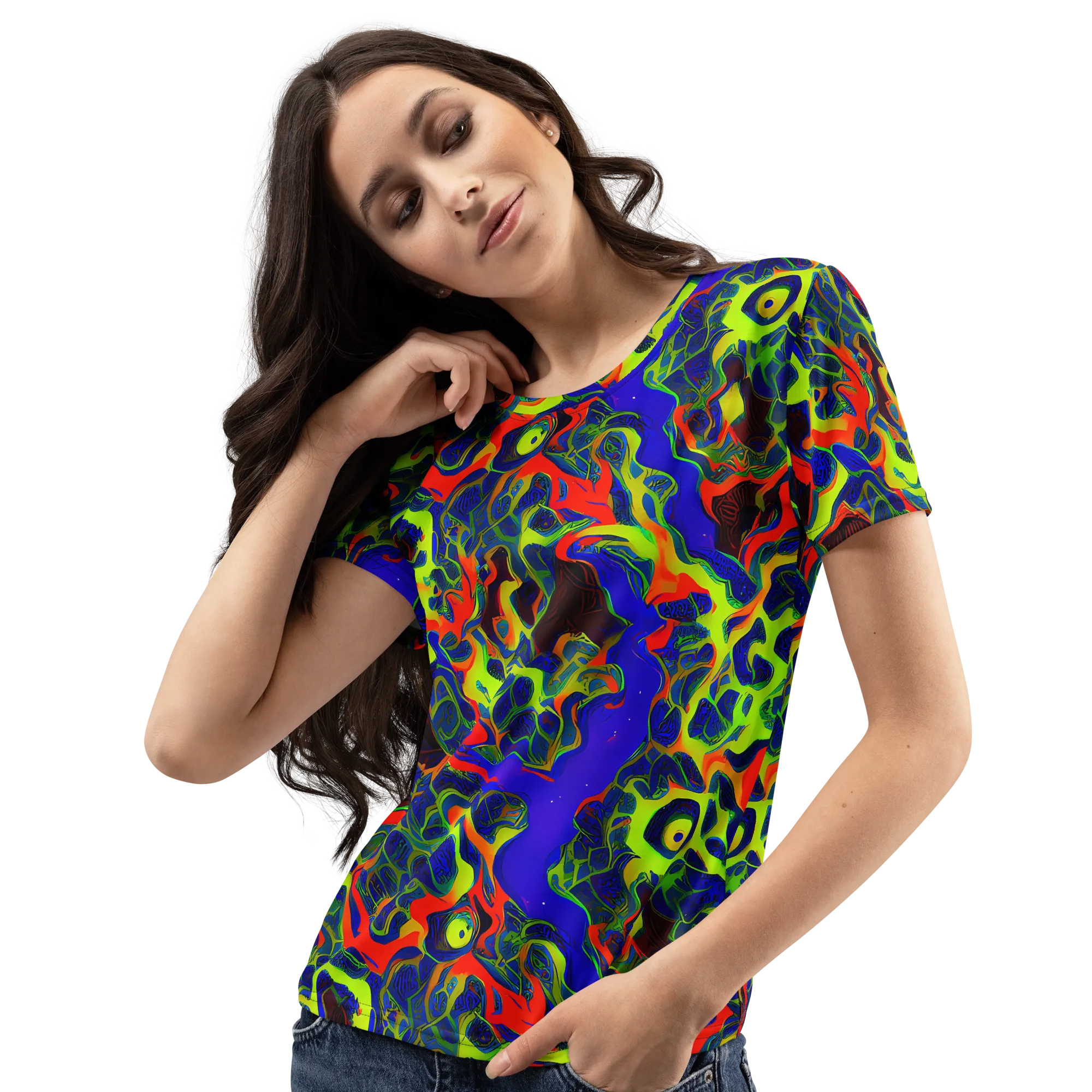 Lucid Static on Women's Crew Neck T-Shirt — Left Front