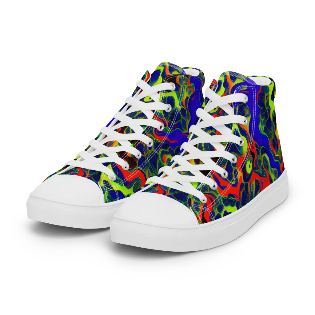 Lucid Static on Women's High Top Canvas Shoes — Left Front