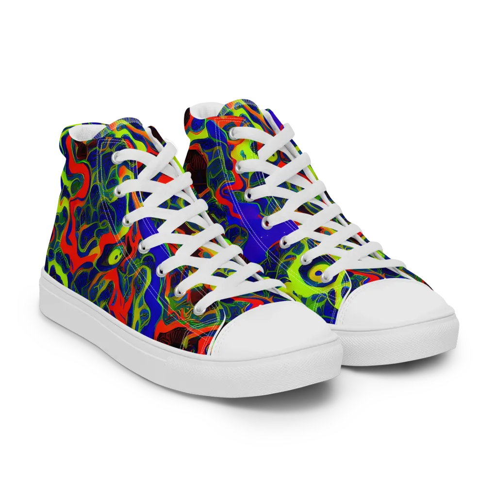 Lucid Static on Women's High Top Canvas Shoes — Right Front
