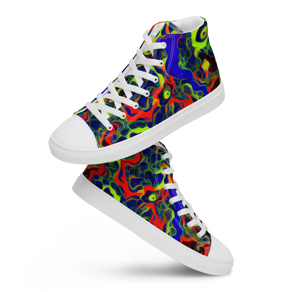 Lucid Static on Women's High Top Canvas Shoes — Front
