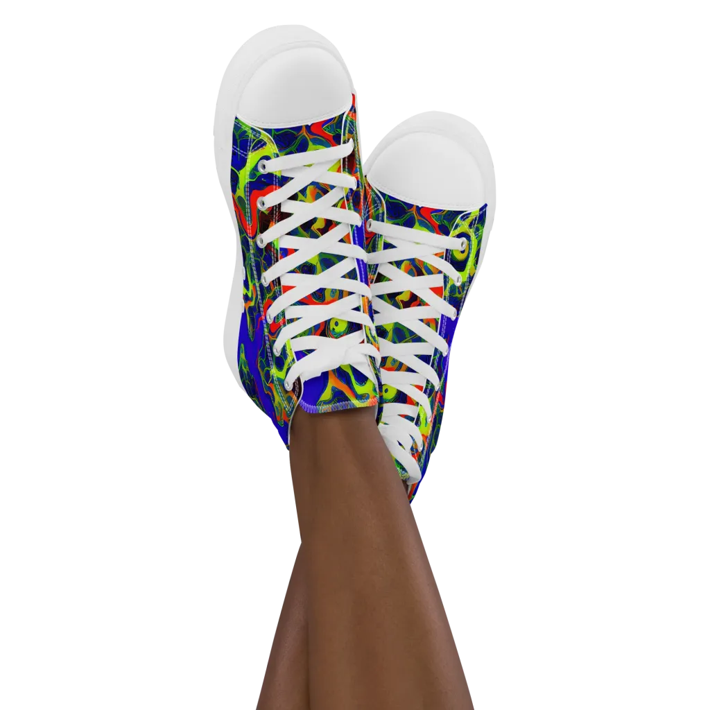 Lucid Static on Women's High Top Canvas Shoes — Front