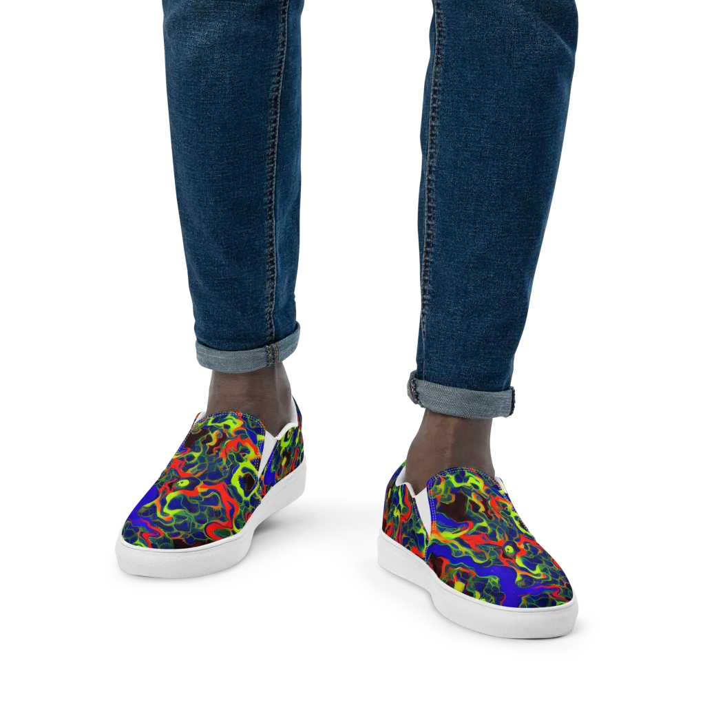 Lucid Static on Men's Slip-On Canvas Shoes — Front
