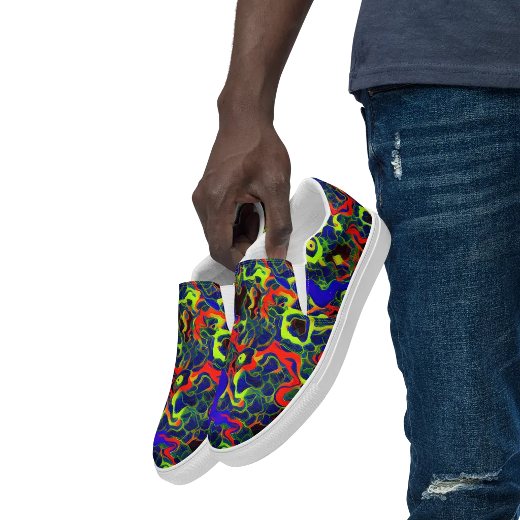 Lucid Static on Men's Slip-On Canvas Shoes — Left Front
