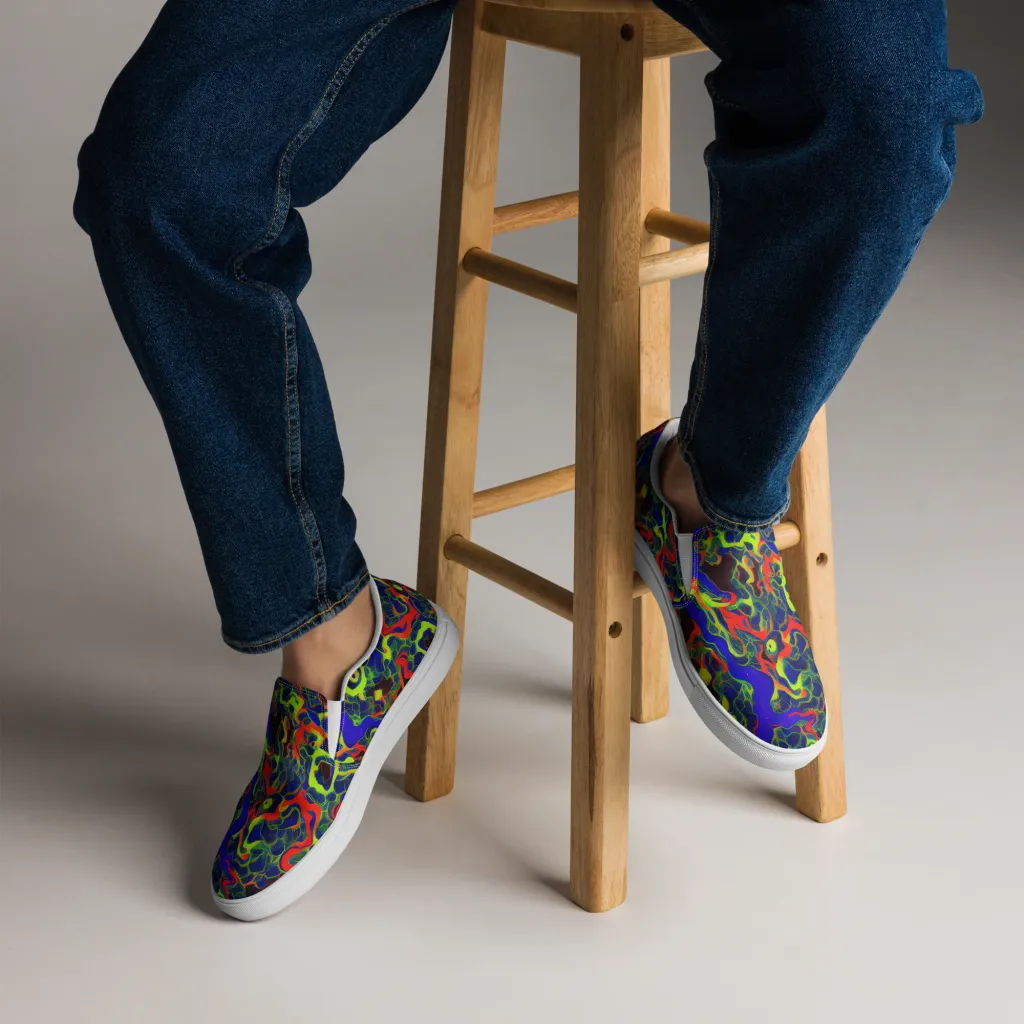 Lucid Static on Men's Slip-On Canvas Shoes — Front