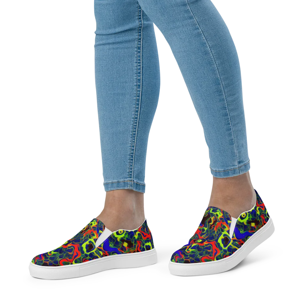 Lucid Static on Women's Slip-On Canvas Shoes — Front